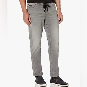 Tommy Hilfiger Men's Adaptive Denim Joggers with Pull-up Loops Grey Wash Size L